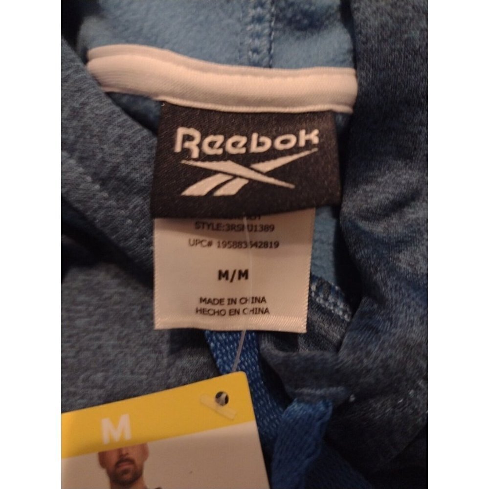 NWT New Reebok Pullover Hoodie Men's Size Medium M Blue Drawstring Polyester L/S - Picture 7 of 12
